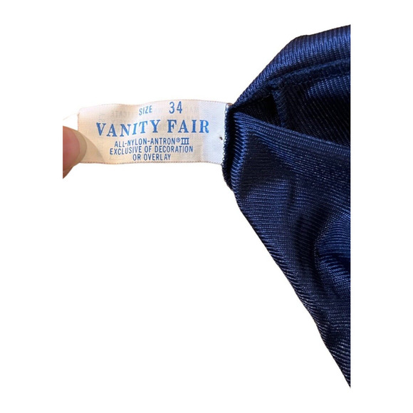 Vintage Vanity Fair Cami 34 and Slip Navy Blue Set Made in USA Lacy - Picture 5 of 7